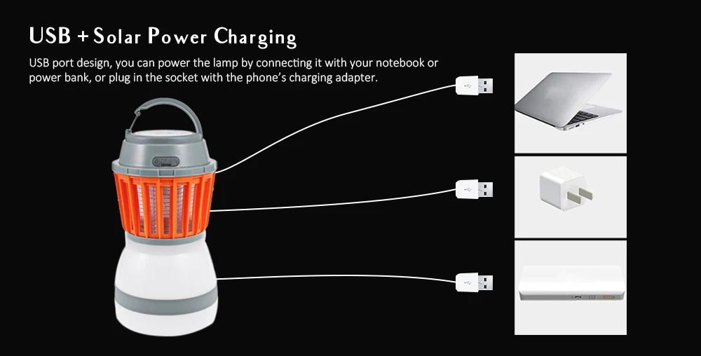 2-в-1 Портативный светодиодный походный светильник инсектицидная лампа с Панели солнечные зарядка через usb Отпугиватель вредителей убийца для приготовления пищи на воздухе Пеший Туризм