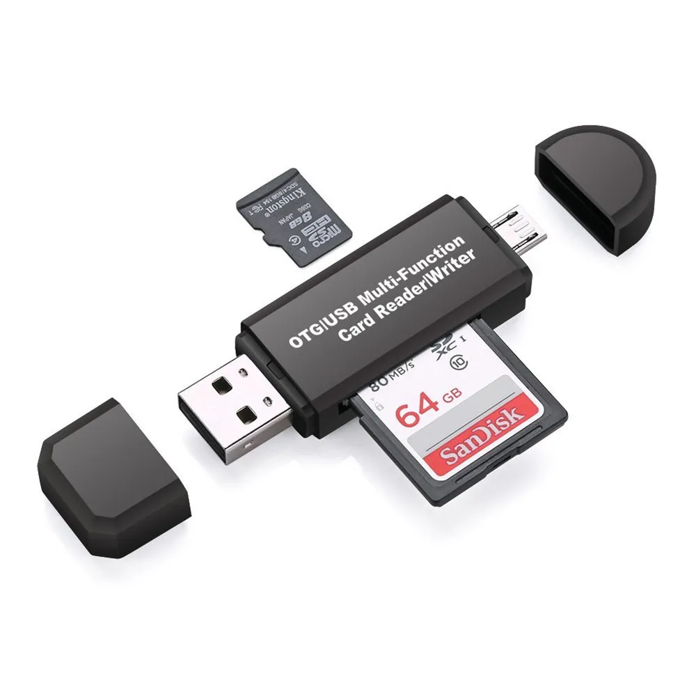 Micro USB OTG to USB 2.0 Adapter SD/Micro SD Card Reader with USB A Male& Micro USB Male Connector For Smartphone Tablet PC