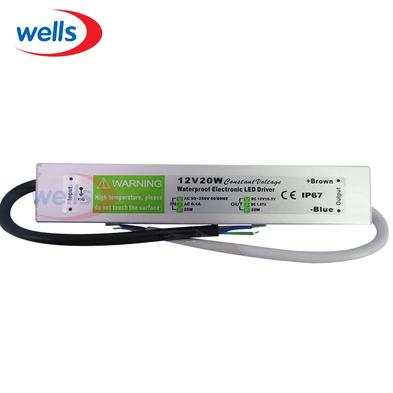 DC 12V 20W Водонепроницаемый Электронный Светодиодный драйвер Трансформатор