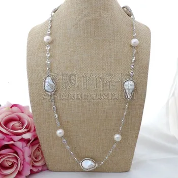 

N082105 30" White Keshi Pearl Chain Necklace