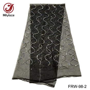 

Nigerian tulle lace fabric with sequins hot selling french tissue lace fabric wholesale african lace fabric for dress FRW-98