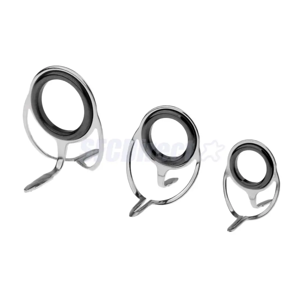 7Pcs Ceramic Ring Eyes Fishing Rod Guides Tangle Free Double Leg Guides Tips Rings  Stainless Steel Frame 7 Sizes