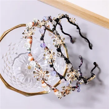

Women Girls Hairband Headband Fashion Wavy shape Flowers Rhinestone pleuche Hair Bands hair Hoop headwear hair accessories