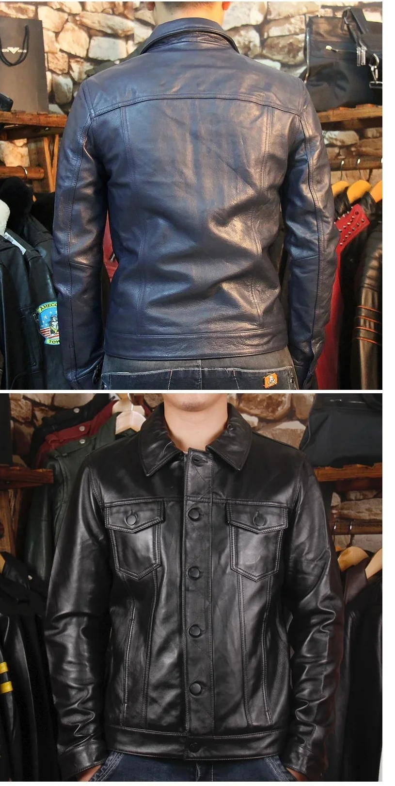 Новинка, Брендовые мужские деловые кожаные куртки, мужская Тонкая куртка из натуральной кожи. Осенняя модная повседневная куртка