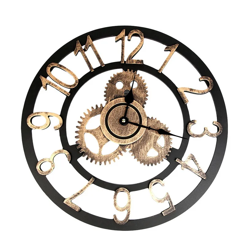 

Vintage Wall Clock Wall Wood Digital Pointer Clock for Living Room Wall Clocks Industrial Style Home Decoration 8D25
