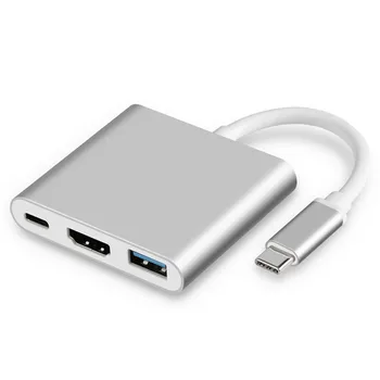 

KuWFi USB HUB Docking Station HDMI Set Line Expansion Usb3.0 Interface PD Fast Charge Interface Three-in-one Expansion Silver