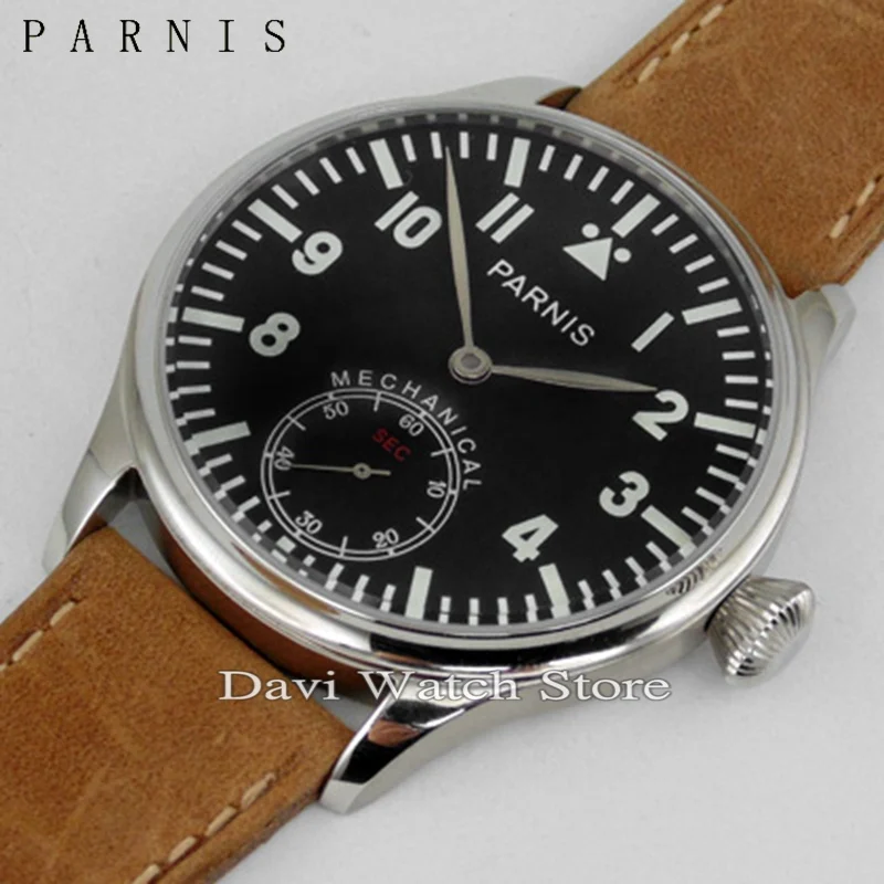 

Parnis 44mm Blue Luminous Mechanical Hand Winding Mens 6498 Watch