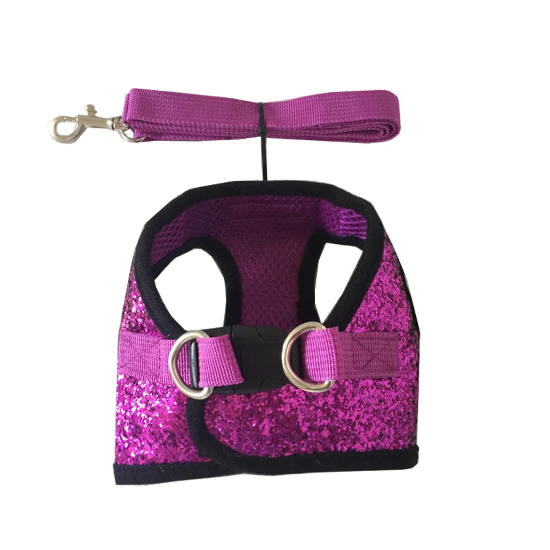

Light Sequin Style Three Size Soft Breathable Dog Chest Harness Mesh Vest Harness for Dogs Pets Collar Pets Chest Strap Leash