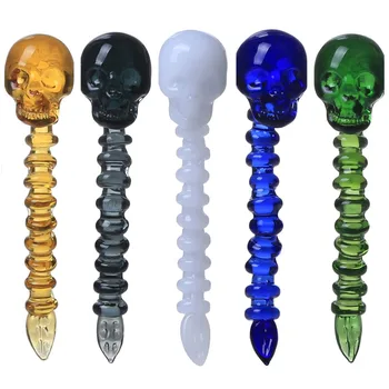 

Smoking Dogo 2017 New Arrival 5 Colors Glass Dabber Tool Fashion Glass Stick Stylel Carb Cap Dabber With Skull Length Of 4.7Inch