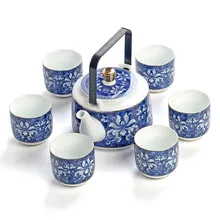 Креативный керамический чай керамика кунг-фу чай Японский чайный набор Подарочная коробка высококачественный синий и белый из нефрита и фарфора