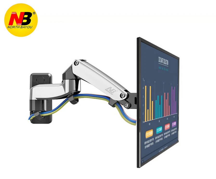 

NB F150 Aluminum Alloy 360 Degree 17"-27" Monitor Holder Gas Spring Arm LED LCD TV Wall Mount Loading 2-7kgs