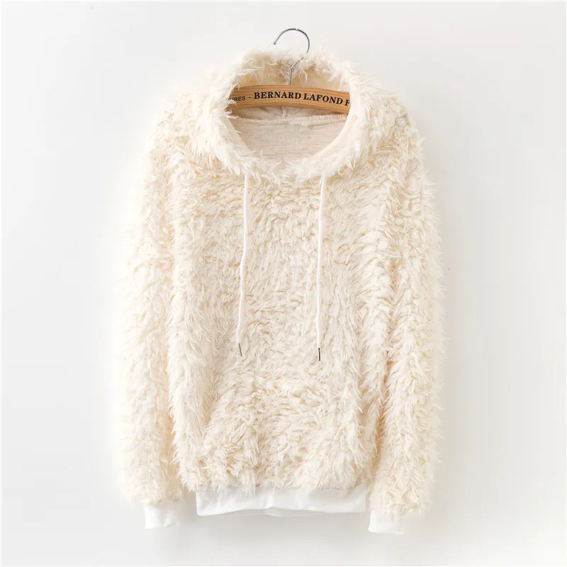

2018 New Autumn Winter Fleece Sweater Women Long-sleeved Large Size Women's Warm Hooded Sweaters Solid Color Pullover Top Mujer