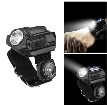 

LED Watch Light Rechargeable Waterproof Watch Flashlight Wrist Lamp 4 mode SOS Time Display for Night Walking