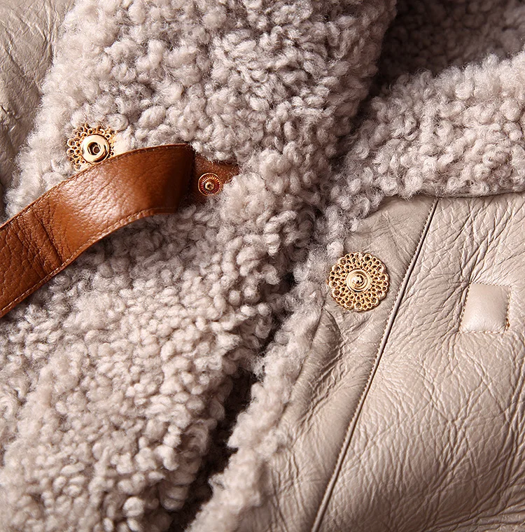Женское зимнее пальто из натурального меха, Женская шерстяная куртка для стрижки овец, Двусторонняя одежда Abrigos Mujer Invierno 2C909W1504 YY674