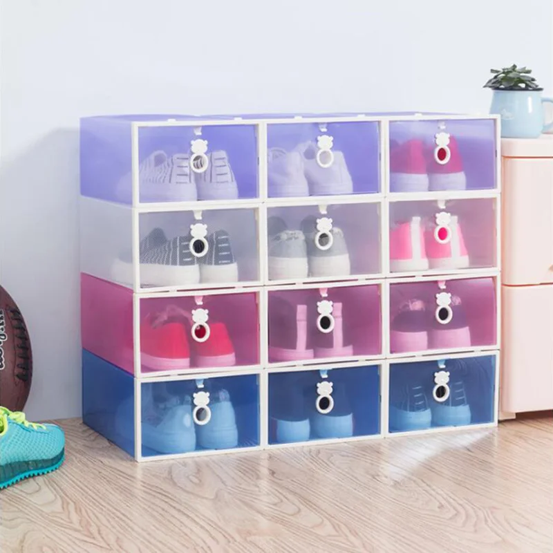 4pcs Set Thickened Flip Shoes Transparent Sliding Door Case
