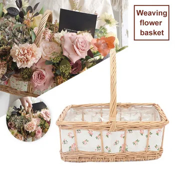 

Weaving Wicker Hollowed Flower Basket with Handle for Home Decoration can CSV