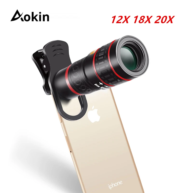 Aokin Mobile Phone Lens Universal Clip 18X 20X Zoom Cellphone Telescope Lens Telephoto Smartphone Ca