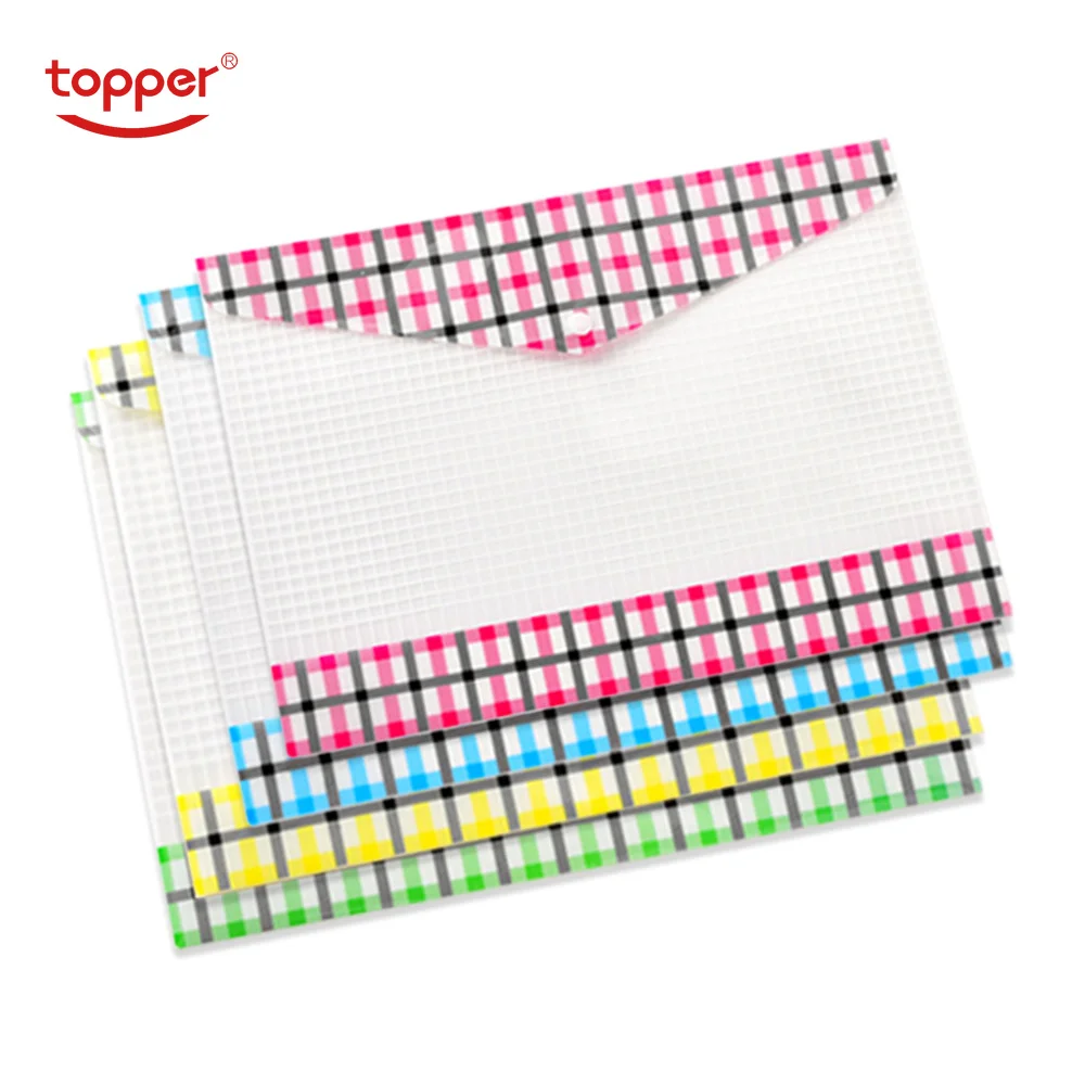 

TOPPER 4pcs/set A4/FC size transparent printed Plastic document bag Folders Filing Paper Storage Office School Supplies