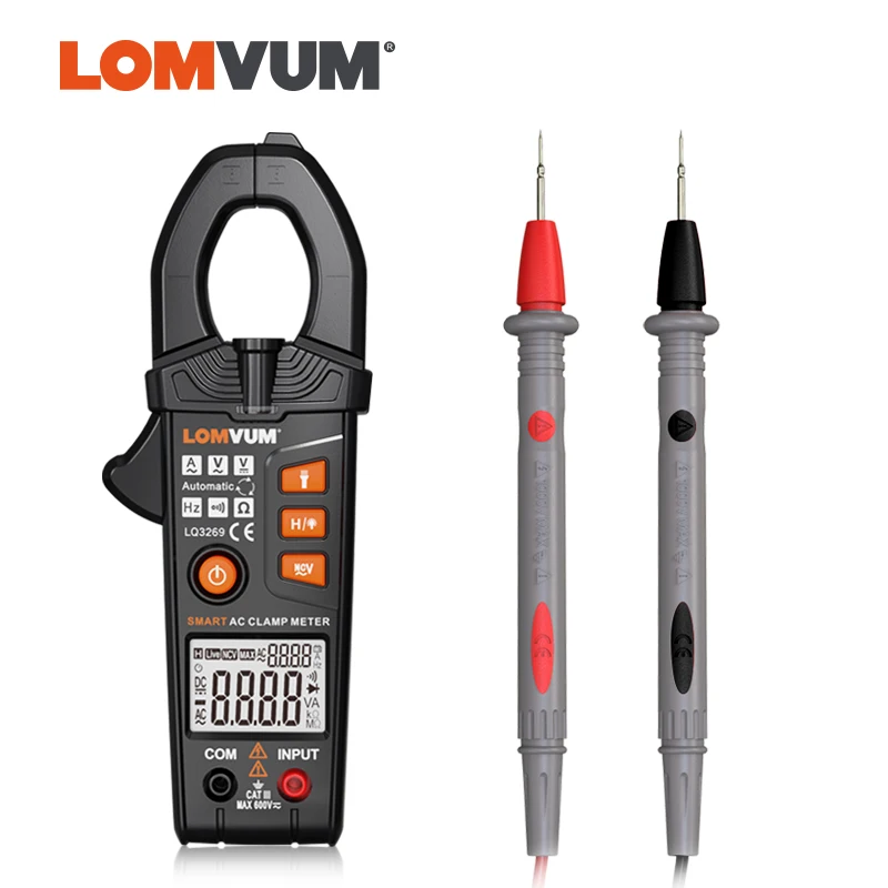 

LOMVUM Smart Digital Clamp Meter 5999 Count AC DC Vlotage Ture Rms NCV Non Contact Multimeter with Working Light