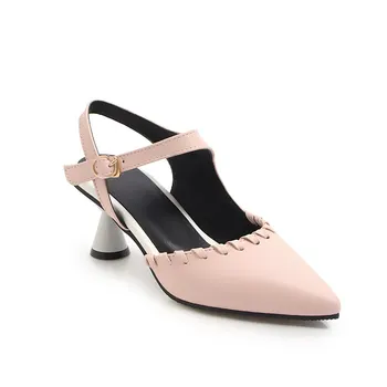 

19 years new small fresh pointed middle with buckle belt baotou sandals female 31-43