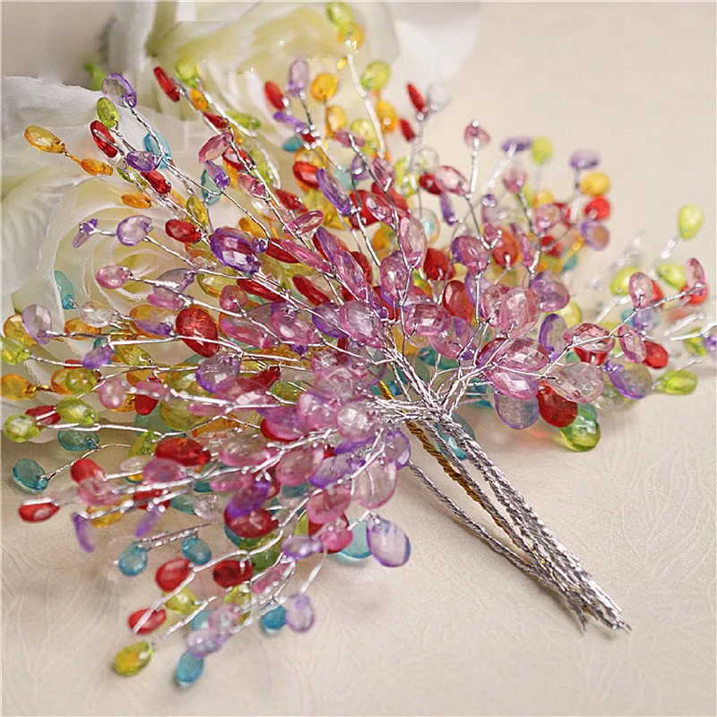 

Acrylic Crystal Branch Rattan Bride Bouquet Headwear DIY Accessories Artificial Flower Vine Home Decor Wedding Decoration Craft