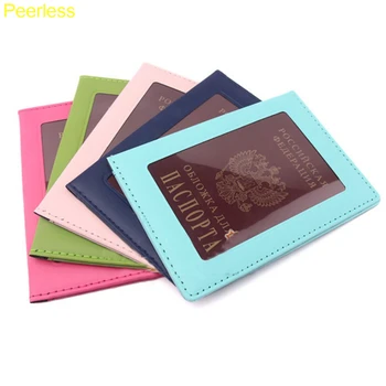 

Peerless 9 Colors PU Leather Transparent Russia Passport Cover Clear Card ID Holder Note Holder Travelling passport bags