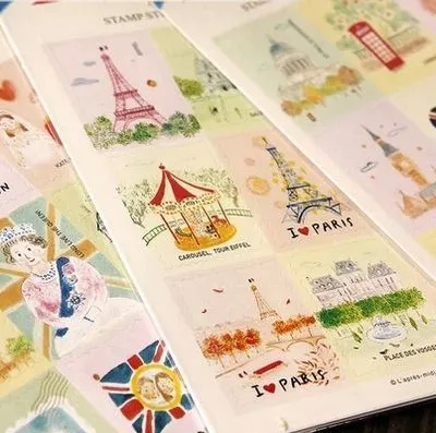 

2PCS/LOT Landscape stamp sticker DIY Scrapbooking Album School Stationery Stickers