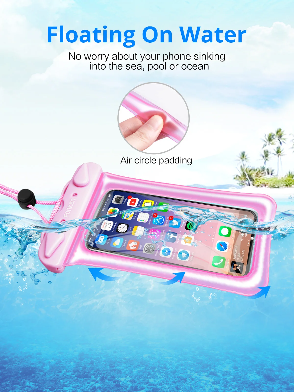 FONKEN IPX8 водонепроницаемый чехол для телефона смартфон сухая Сумка Подушка безопасности поплавок чехол для хранения подводный сенсорный Android мобильный телефон Дайвинг сумка