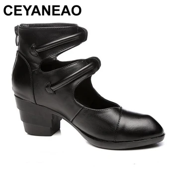 

CEYANEAOSpring New Retro Handmade Genuine Leather Shoes High Heels Comfortable Pointed Fashion Shoes Wedding Non-slip WomenShoes