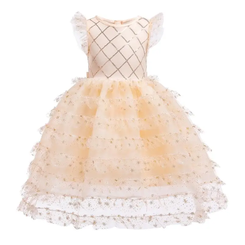 Детское платье принцессы для девочек со снежинками и платье с воланами на рукавах; рождественские наряды; одежда для дня рождения, праздника, для девочек Платья для вечеринок