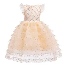 Детское платье принцессы для девочек со снежинками и платье с воланами на рукавах; рождественские наряды; одежда для дня рождения, праздника, для девочек Платья для вечеринок