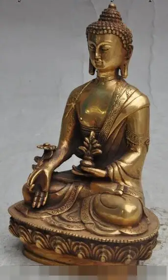

S06087 8" tibet buddhism bronze gilt Joss sakyamuni Shakyamuni Medicine Buddha statue