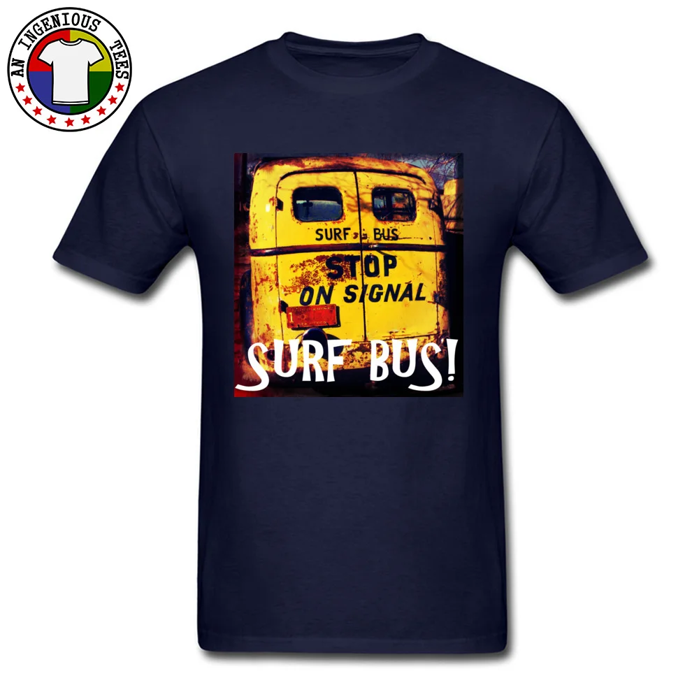 100% Cotton Fabric Man Short Sleeve Surf Bus Top T-shirts 3D Printed Tees Slim Fit Classic Crew Neck Tops Tees Surf Bus navy