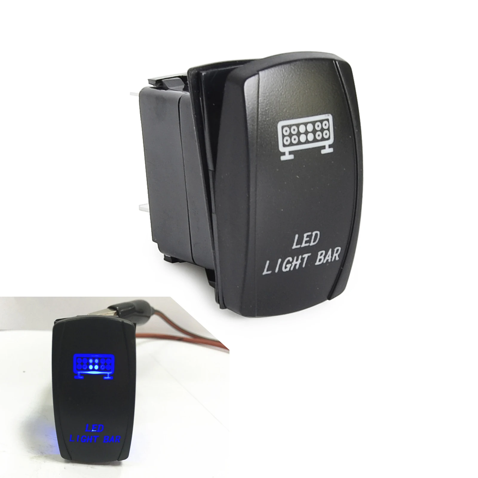 Standard 5Pin For UTV 12V/20A,24V/10A Blue LED Light Bar Laser Rocker