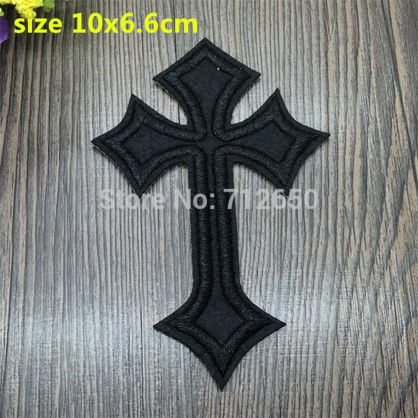 White & Black Decorative Cross Patch, Religious Cross Patches