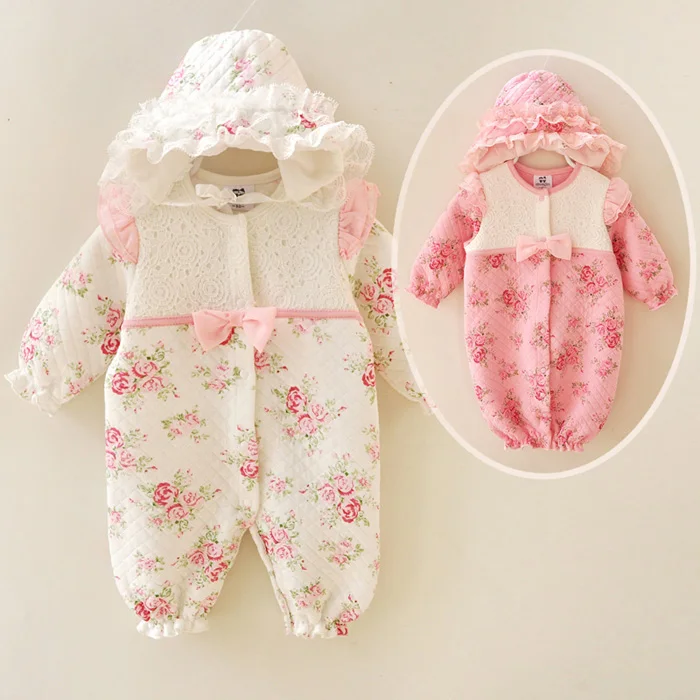 

newborn baby girl clothes 0 3 6 9 months vintage floral cotton lace ruffle infant romper spring baby girl jumpsuit set birthday