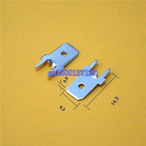 

100pcs 6.3 Inserts Plug Spring Terminal 250 PCB Solder lug 6.3 thickness 0.8 two legs ,PCB welding sheet