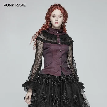 

PUNK RAVE Women's Steampunk Shirt Retro Fashion Lace Blouse Gothic Court Gorgeous Performance Party Sexy Shirts