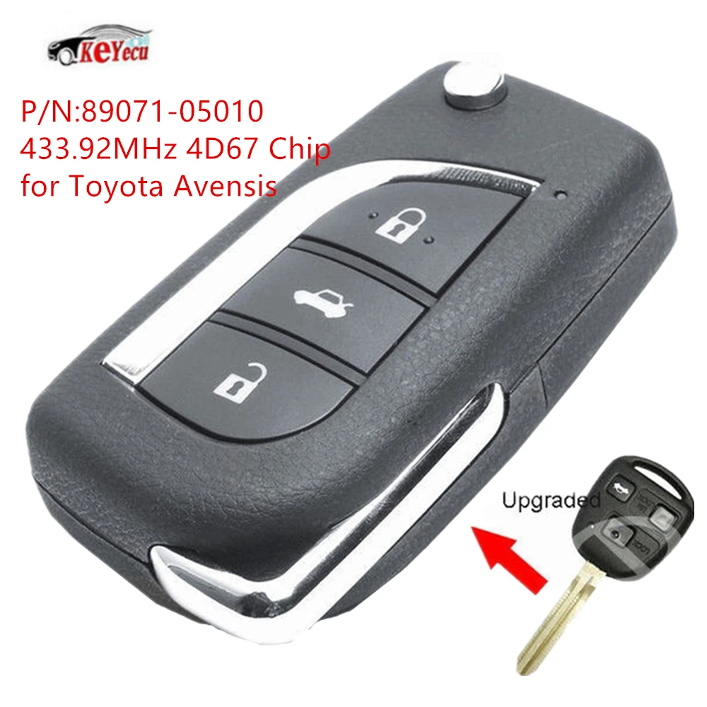 

KEYECU Upgraded Replacement Remote Key Fob 433.92MHz 4D67 Chip for Toyota Avensis 2003 2004 2005 2006 2007 2008 P/N:89071-05010