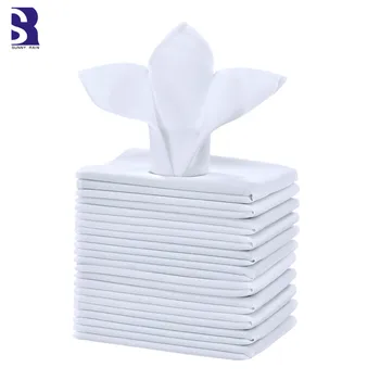 

SunnyRain 12-pieces White Table Napkins 30cm Polyester Cloth Napkin 1-dozen Christmas Napkins 17x17-inch