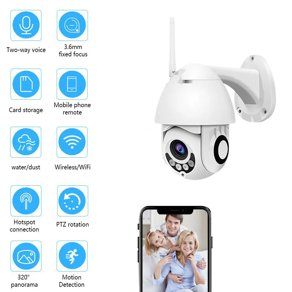 WIFI Camera Outdoor PTZ IP Camera H.264X 1080p Speed Dome CCTV Security Cameras IP Camera WIFI Exterior 2MP IR Home Surveilance