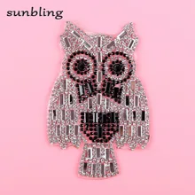 DIY патчи DMC класс хорошего качества горный хрусталь пользовательский дизайн сова прозрачные цвета железные, с кристаллами на исправление моды патч