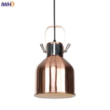 IWHD Vintage Nordic Pendant Lamp LED Iron Red Bronze Pendant Lights Industrial Loft Hanging Light Fixtures For Home Lighting iwhd loft style single head glass droplight edison industrial vintage pendant light fixtures dining room hanging lamp lighting