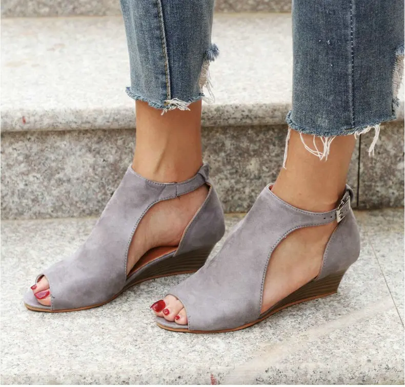 Women's Boots' Women Slip-On Fashion Ankle Summer Boots Women Plus Size High Heels Wedge Ankle Boots For Womens Winter Boot (7)