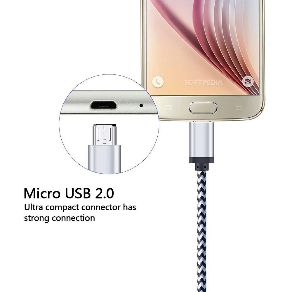 REZ Micro USB кабель 2.4A Быстрый кабель синхронизации данных и зарядки для samsung huawei Xiaomi LG Andriod Microusb Кабели для мобильных телефонов