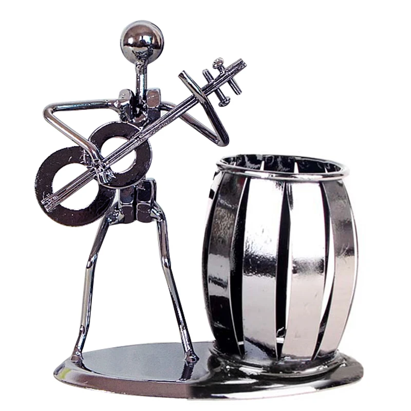 

Popular Creative metal Pen holder Vase Pencil Pot Stationery Desk Tidy Container office stationery Double piano