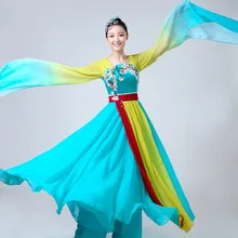 Китайский hanfu Женский танцевальный костюм воды рукава Танцы r древнекитайский Карнавальный Костюм rhinstones платье Одежда для сцены с вышивкой