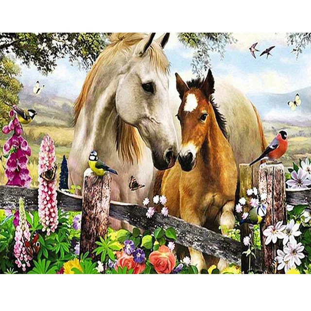 

5D Full Diamond Painting Animal Horses picture Cross Stitch DIY Mosaic Embroidery Handmade Crafts Home Decoration