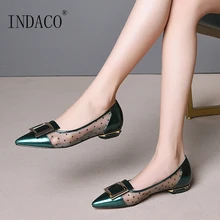 Women Flats Genuine Leather Shoes Flat Ladies Shoes Slip On Pointed Toe Metal Buckle Decoration Leather Mesh Shoes Women Flats Genuine Leather Shoes Flat Ladies Shoes Slip On Pointed Toe Metal Buckle Decoration Leather Mesh Shoes