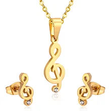 Роскошный набор ювелирных изделий из нержавеющей стали для женщин, ожерелье и серьги, опт